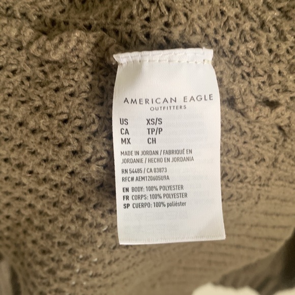 American Eagle Oversized waffle knit Grandpa Slouchy Cardigan Gray Brown XS/S - Picture 9 of 11